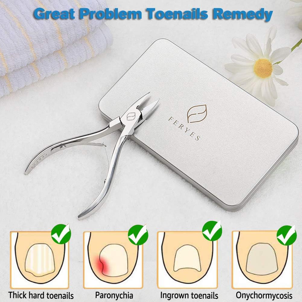FERYES Toenail Clippers Straight Blade for Thick Toenails, Nail Clippers for Thick and Ingrown Nails - High Temperature Forging Stainless Steel Toe Nail Tools
