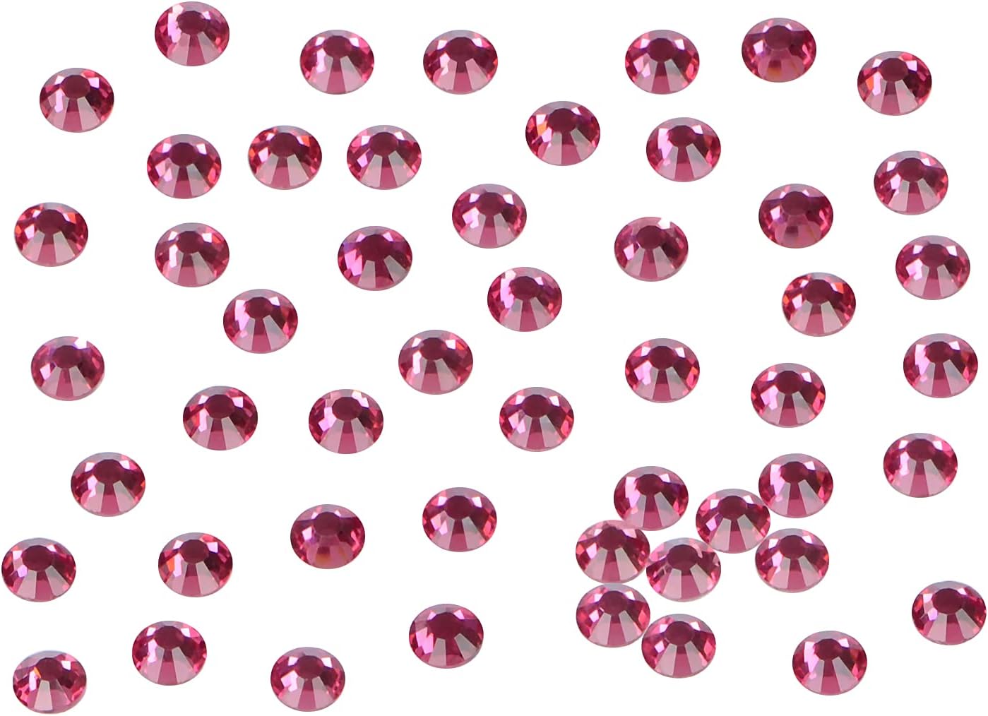 2880PCS Art Nail Rhinestones Non Hotfix Glue Fix Round Crystals Glass Flatback for DIY Jewelry Making with one Picking Pen (ss5 2880pcs, Fuchsia)