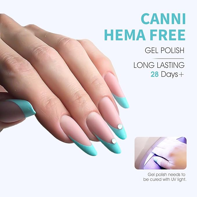 CANNI Pastel Blue Gel Nail Polish, 1Pcs Light Baby Blue Gel Polish Color High Gloss Soak Off U V French Nail Manicure Salon DIY