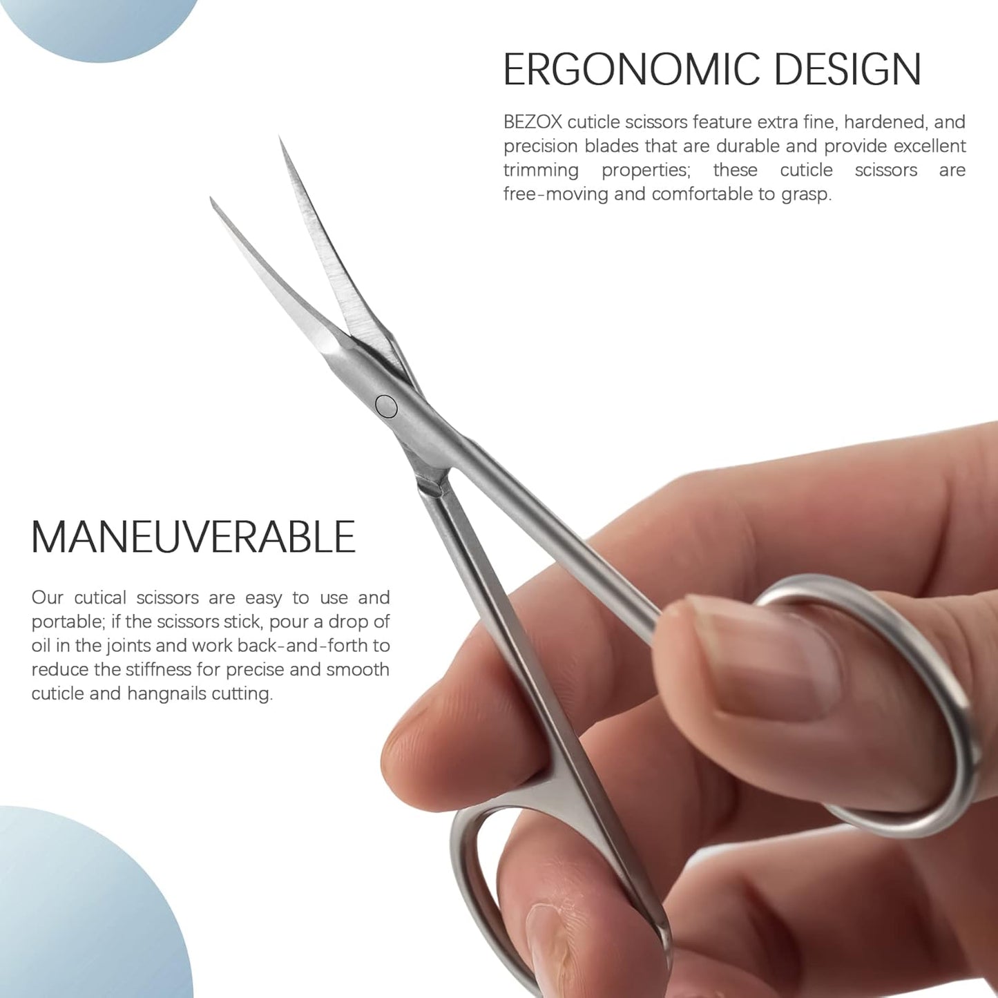 BEZOX Extra Fine Curved Cuticle Scissors, Super Thin Nail Scissors for Cutical Care Only, Professional Manicure Small Scissors, Stainless Steel CuticleTrimmer, 1 pcs