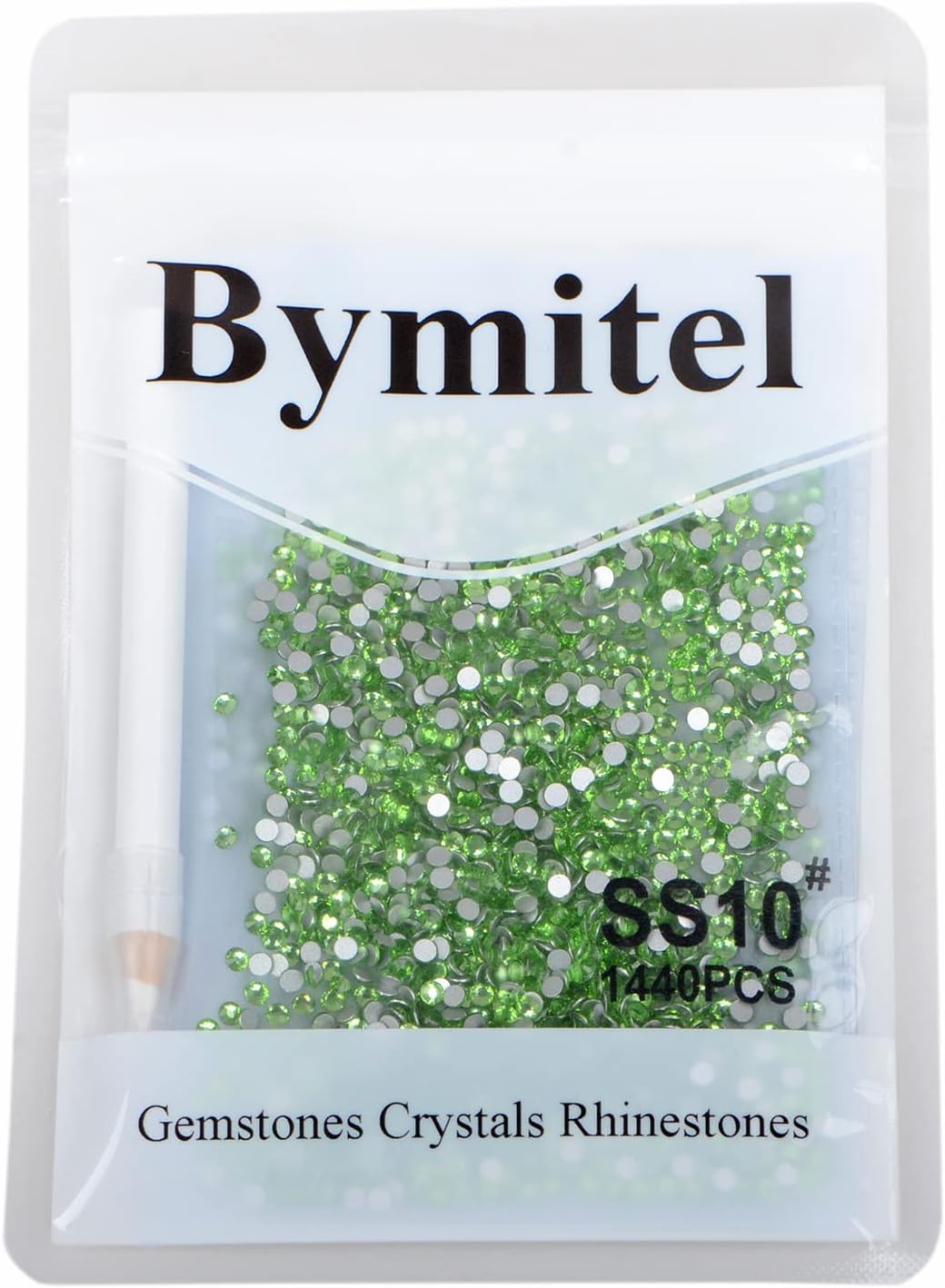 2880PCS Art Nail Rhinestones Non Hotfix Glue Fix Round Crystals Glass Flatback for DIY Jewelry Making with one Picking Pen (ss10 2880pcs, Peridot)