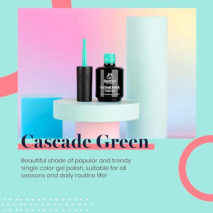 Beetles Gel Nail Polish Cascade Green Color Soak Off UV LED Nail Lamp Gel Polish 15 ml for All Season Gel Polish Nail Art Design Manicure Salon DIY Salon Gel