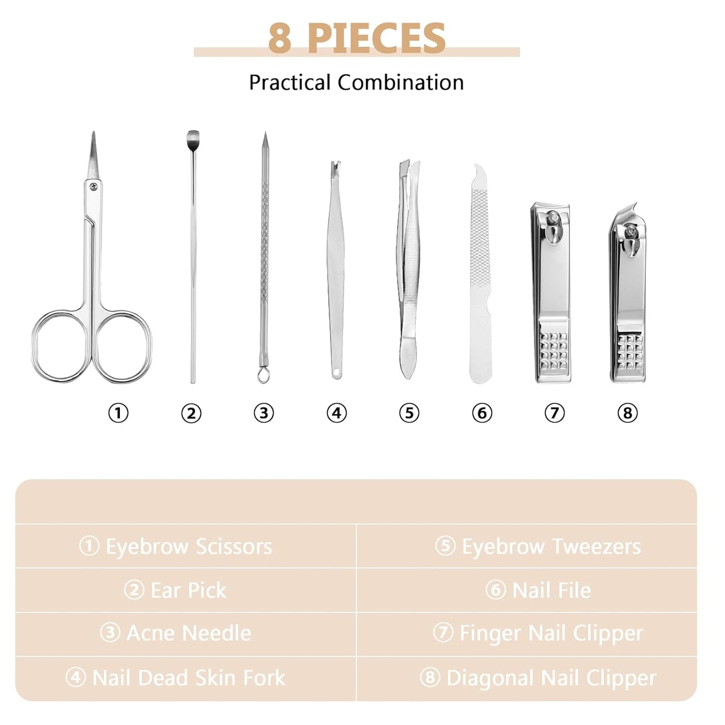 Lasnten 24 Set Christmas Manicure Set Bulk Nail Clippers Grooming Nail Kit Stainless Steel Professional Pedicure Kit Pedicure Tools with Travel Case Gifts for Xmas Men Women(8 in 1,Shiny Gold)