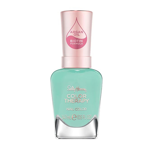 Sally Hansen Color Therapy Nail Polish | Biotin, Argan Oil, Long Lasting, Healthy Nails, Nail Strengthener, Opaque | 451 Take A Mint | Mint Green Nail Color