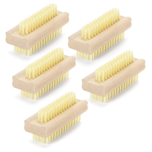 Nail Cleaning Brushes Wood for Fingernails 2-Sided Non-Slip Brush Wooden Nail Brushes 5 Pack