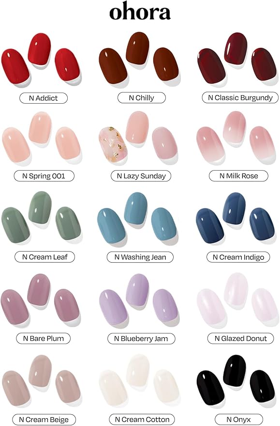 ohora Semi Cured Gel Pedi Strips (P Flowery Ocean) - Works with Any Lamps, Salon-Quality, Long Lasting, Easy to Apply & Remove - Includes 2 Prep Pads, Nail File & Wooden Stick