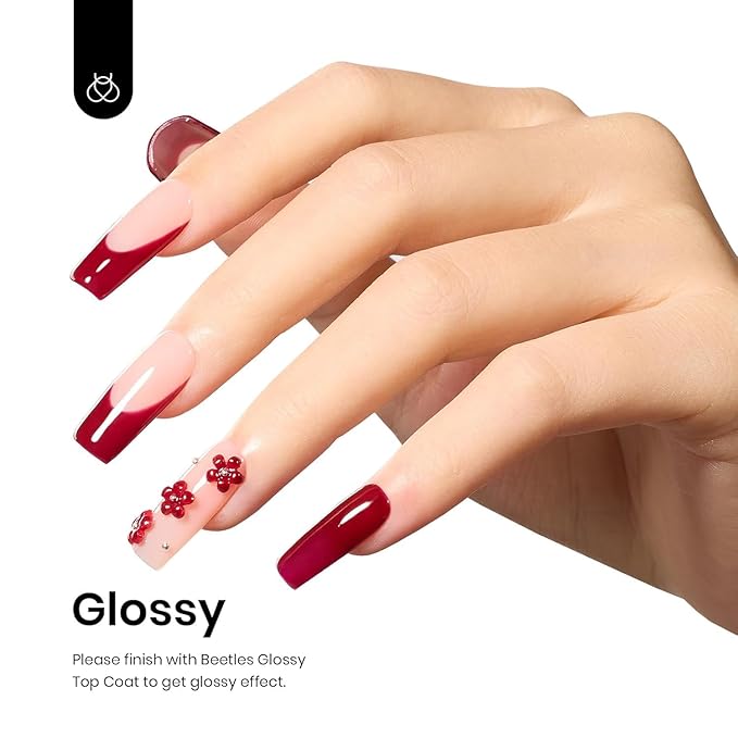 Beetles Oxblood Red Gel Polish Dark Red Full Maroon Red Fall Gel Nail Polish 15ml Soak Off UV LED Needed Nail Art Manicure Salon DIY Design at Home Gifts for Woman
