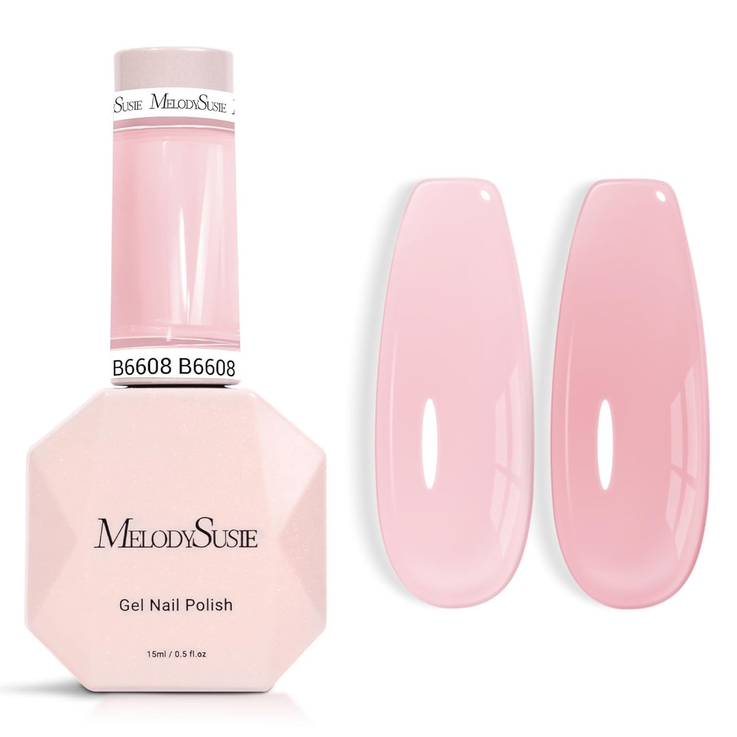 MelodySusie Jeweliver Gel Nail Polish, 0.5Fl.oz light Fairy Floss Gel Polish Pink Color Soak Off UV LED Light Cure Gift for Women Manicure Nail Art DIY at Home B6608