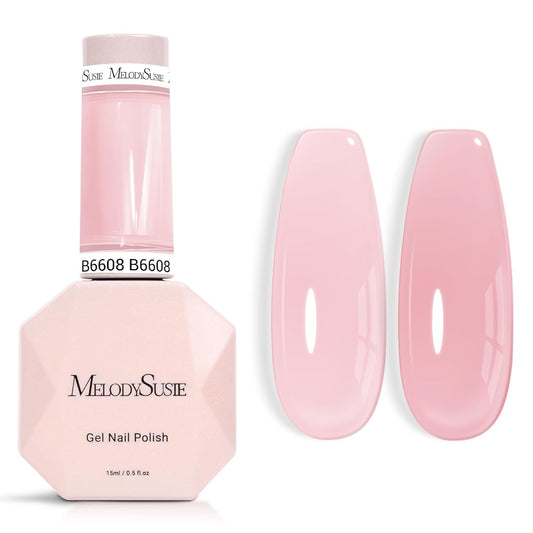 MelodySusie Jeweliver Gel Nail Polish, 0.5Fl.oz light Fairy Floss Gel Polish Pink Color Soak Off UV LED Light Cure Gift for Women Manicure Nail Art DIY at Home B6608