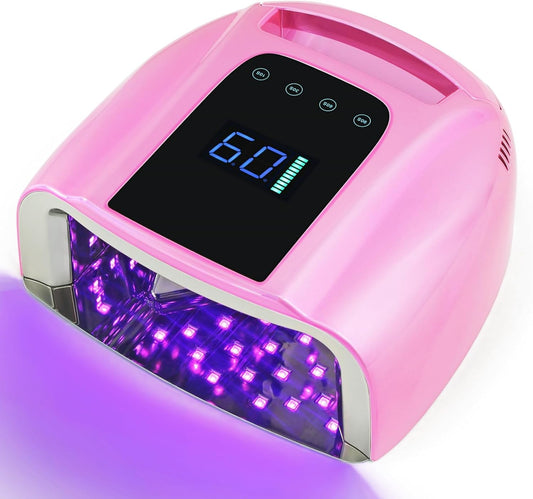 Professional Rechargeable 96W UV LED Nail Lamp Cordless UV Light for Nails Machine with Removable Stainless Steel Bottom,4 Timer Setting and Smart Sensor Nail Dryer
