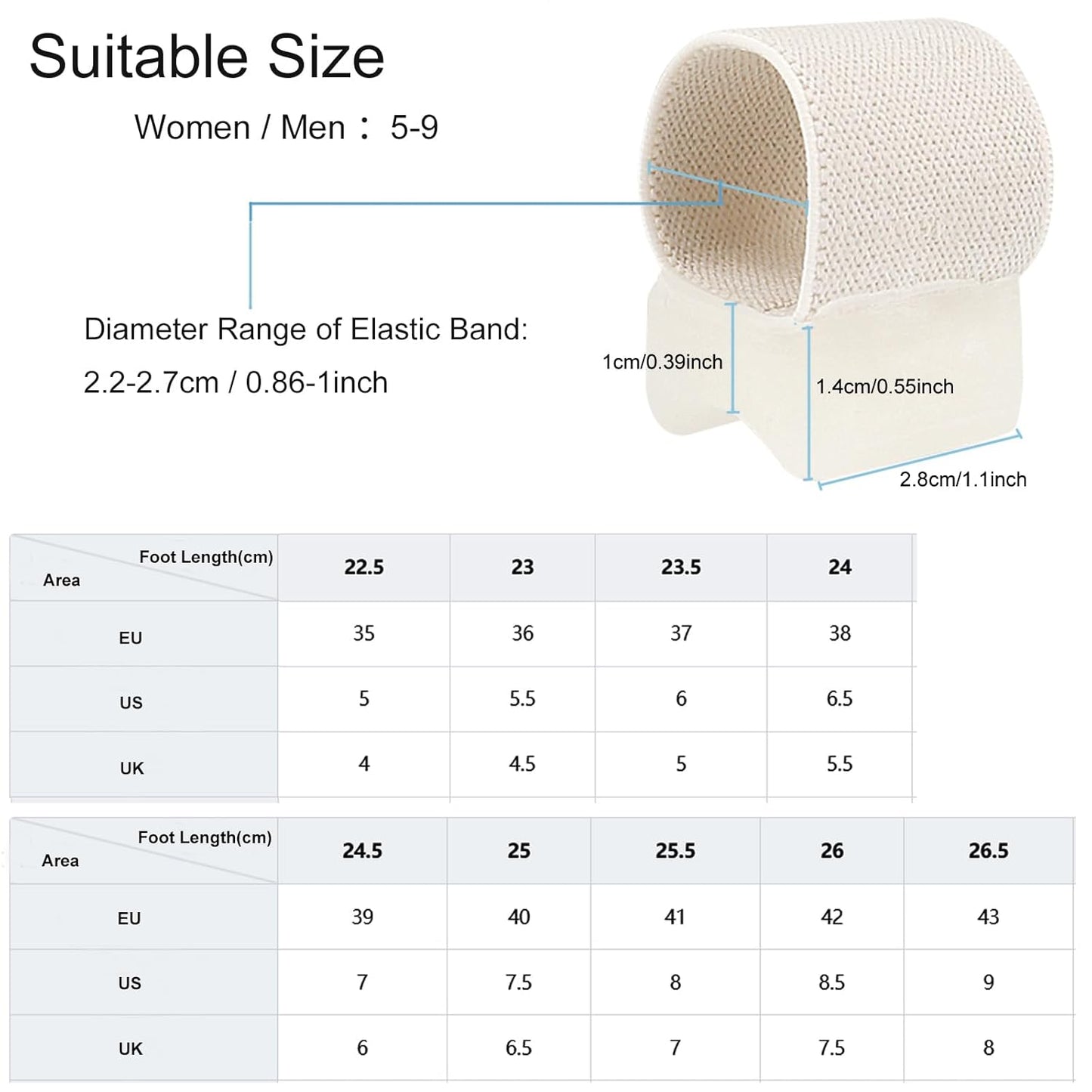 8 Pack Big Toe Spacers Toe Separators for Women Men, Sweat-Absorbent Elasticated Strap Designed and Non-Slip Toe Separators That Do Not Come Off Easily for Overlapping Toes Bunion Correct Toes