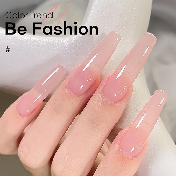 Sheer Nude Rose Gel Nail Polish LED UV Gel Soak Off Clear Nude Pink French Manicure Jelly Nail Gel Polish Varnish Curing Requires 1pcs 15ml for Home Salon Nail Art DIY X12