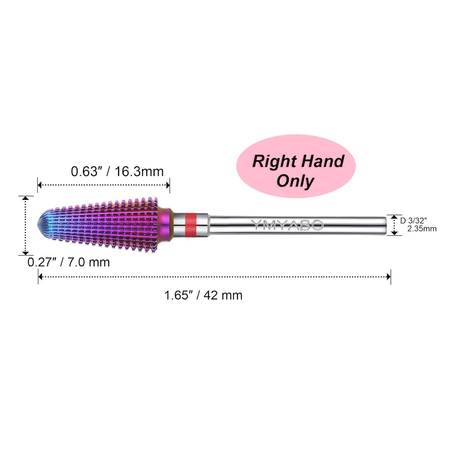 Tornado Nail Drill Bit,Professional 3/32" Purple Carbide Tungsten Multifunction Bits， Fast Remove for Hard Gel and Acrylic, Manicure Pedicure Cuticle Nail Polishing Tool-Fine