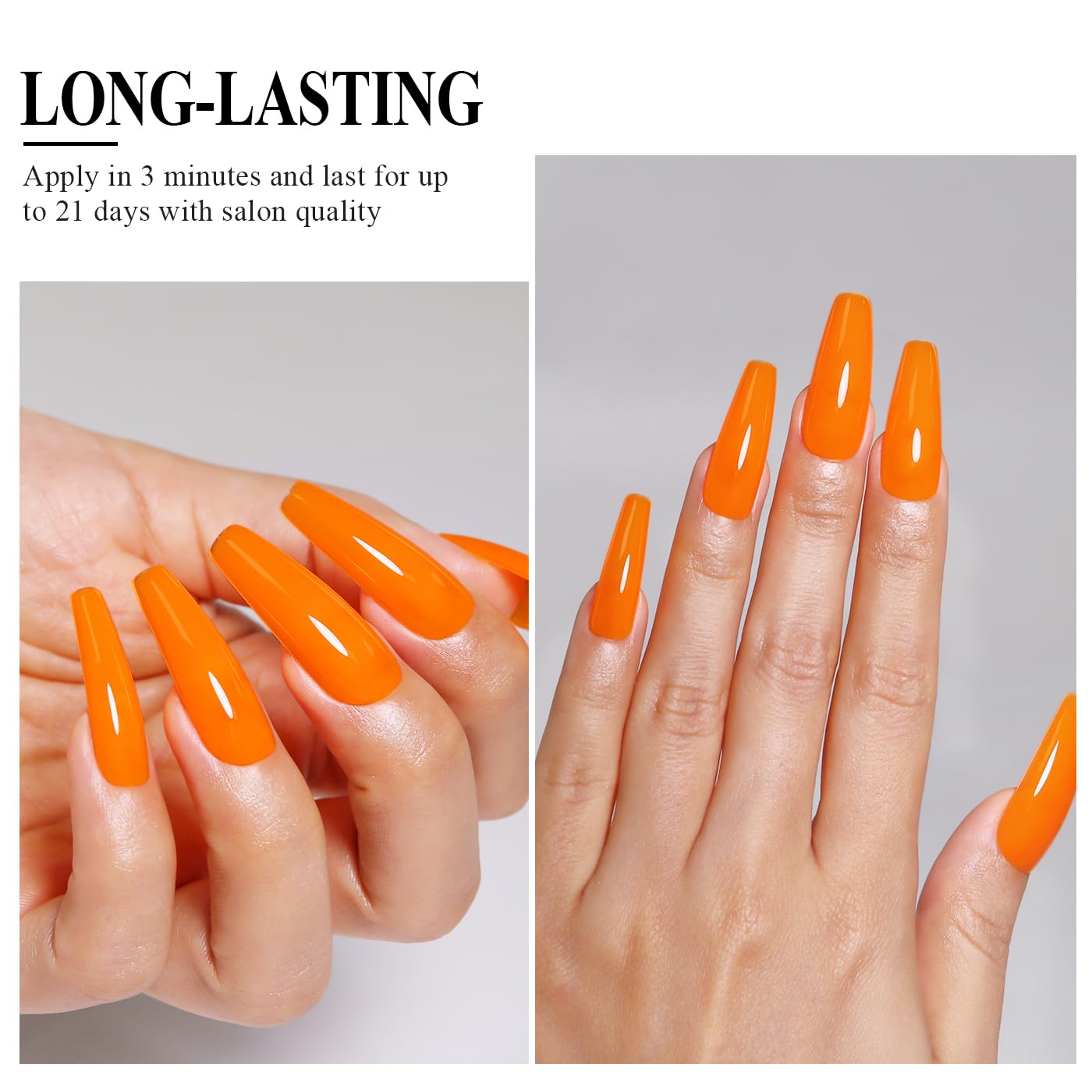 Imtiti Neon Gel Nail Polish, Neon Orange Gel Polish High Gloss Soak Off UV LED Nail Gel Polish Spring Summer Art Manicure Salon DIY Design 10ML