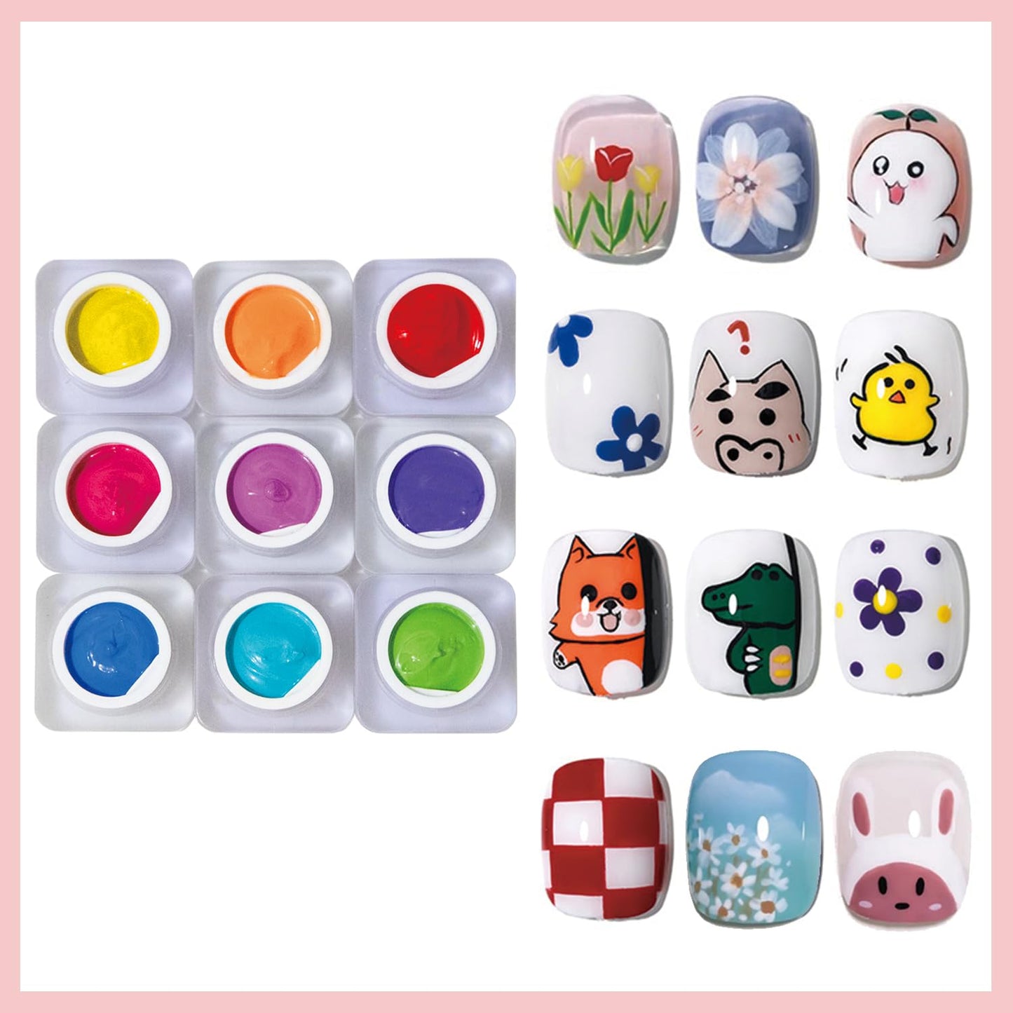 9 Colors Pat Painting Gel – 6ml Each Ombre Gel Nail Polish Set With Sponge, Stamping Gel, High Pigment Nail Art Paint for Gradient, Aura Nail, 3D Carving, DIY Salon manicure