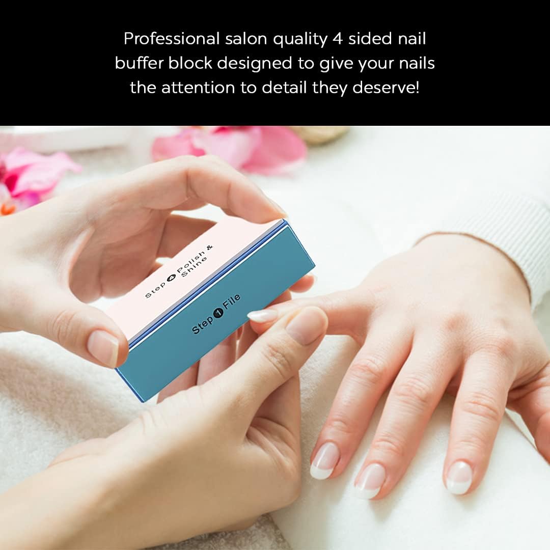 DreamCut 4-Way Nail Buffer Block - 4 Steps Sanding Polisher, Washable Emery Buffing Tool for Professional Manicure and Pedicure