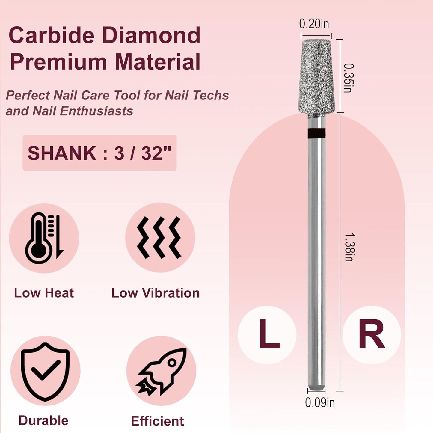 Tapered Barrel Shape Cuticle Nail Drill Bits, Diamond Drill Bits 3/32” Professional Safety Cuticle Clean Drill for Electric Remove Cuticle Dead Skin Manicure Tools (Coarse)