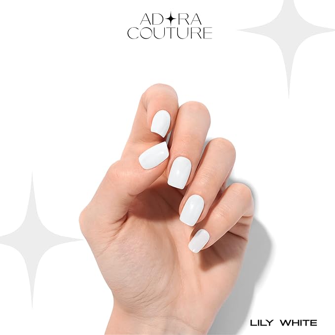 Semi Cured Gel Nail Strips with 30 Pieces - UV Gel Stickers, Manicure Kit, Easy Application Wraps Includes Prep Pads, Nail File, Wooden Stick - UV Light Required (Simple White)