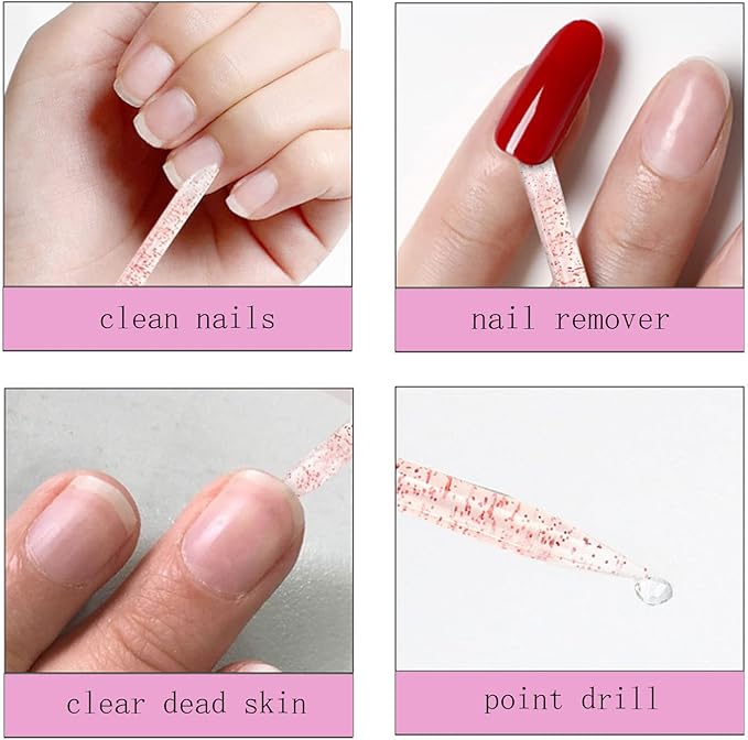 100 PCS Nail Sticks, 100 PCS Mini Nail Files Double Sided Nail Buffer, Nail Care Sticks, Cuticle Manicure and Pedicure Stick for Fingernail, Cleaning Cuticle Stick - Pink