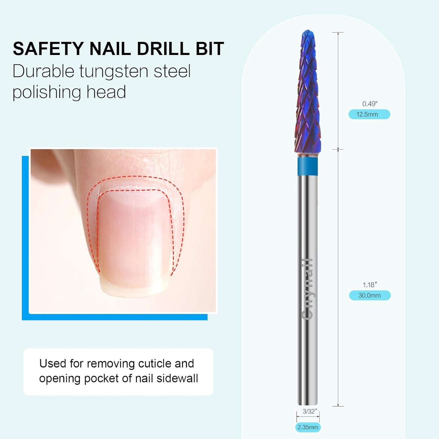 3/32" Small Cone Clean Medium Grit Carbide Cuticle Cleaner Bit for Electric Nail Drills – Professional Manicure Tool for Nail Salons and Home Use (M Grit. Purple)