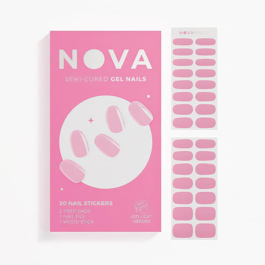 NOVA, Female Founded, Semi Cured Gel Nail Strips (Sweetheart) - The 10 Minute Manicure. Salon-Quality, Works with Any Lamp, Easy to Apply & Remove - Incl. File & Wooden Stick (Sweetheart)