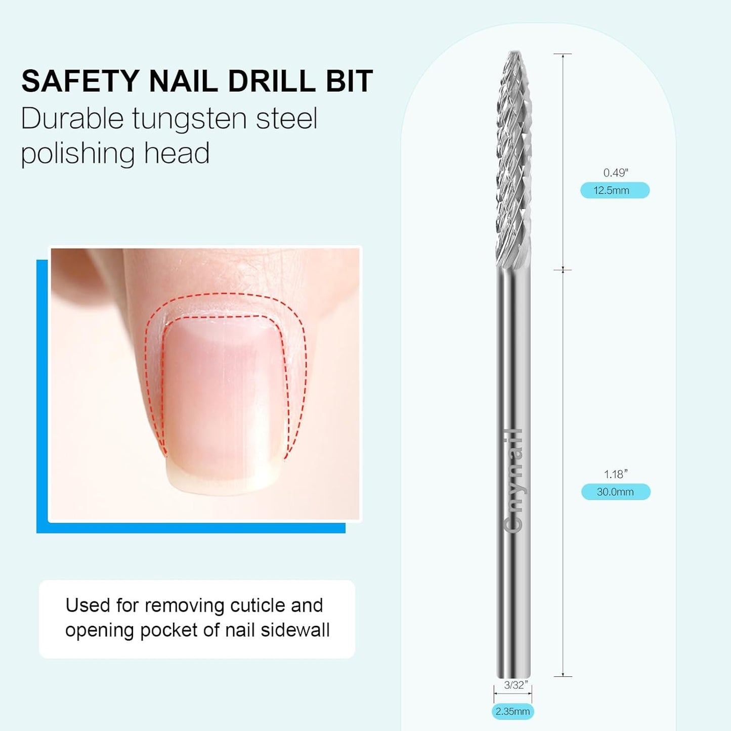 3/32" Under Nail Cleaner Bit Medium Grit Carbide Cuticle Cleaner Bit for Electric Nail Drills – Professional Manicure Tool for Nail Salons and Home Use (M Grit. Silver)