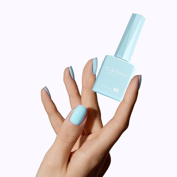 CANNI Pastel Blue Gel Nail Polish, 1Pcs Light Baby Blue Gel Polish Color High Gloss Soak Off U V Nail Manicure Salon DIY