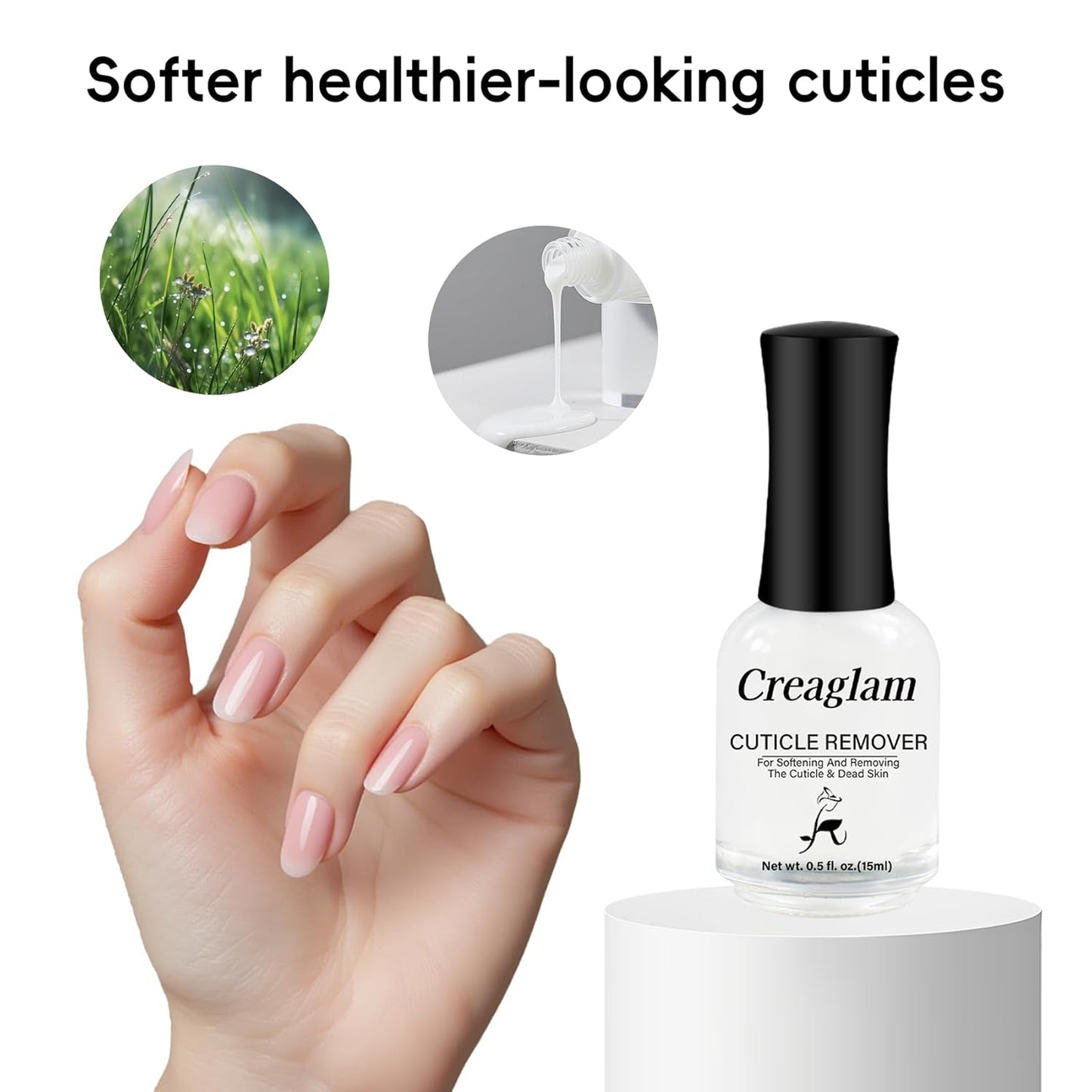 Cuticle Remover Liquid, Instant Cuticle Softener for Dry Damaged Nails - No Tool No Soaking Required, Moisturizing & Repair Formula, 0.5 Fl Oz