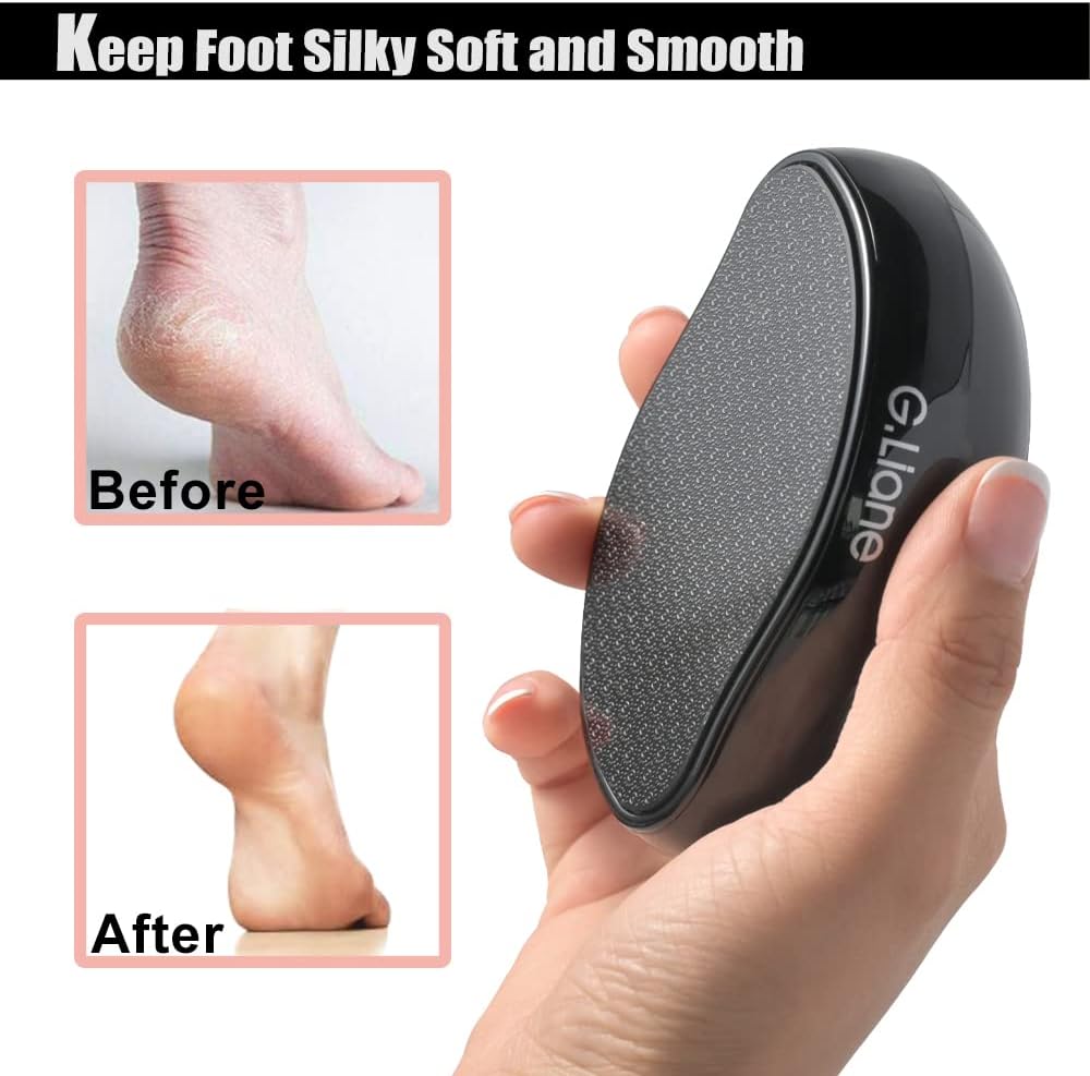 Nano Glass Foot File Callus Remover - Foot Scrubber Painless Dry and Wet Use for Hard Skin Calluses Removal (Black)