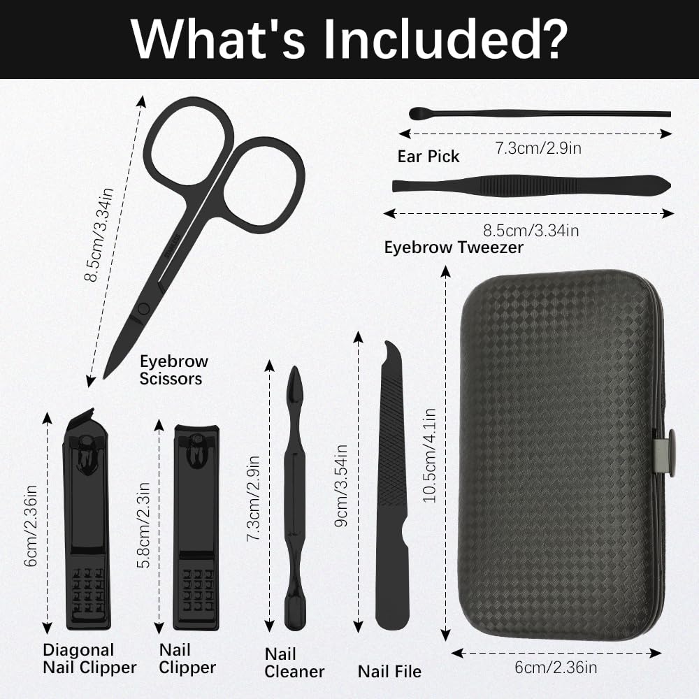Manicure Set, Nail Clipper Set 7 in 1 Manicure Kit Stainless Steel Nail Clipper Kit Pedicure Kit Portable Nail Grooming Kit Fingernail Toenail Clippers Mothers Day Gifts for Women Men Boyfriend