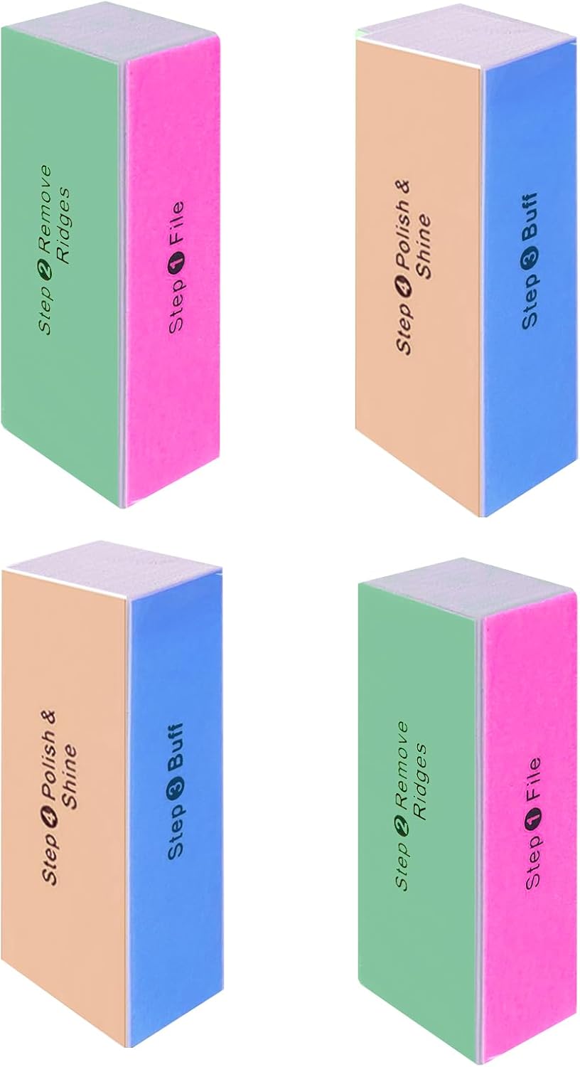 SKYPIA 4 Way Nail Buffer Block Nail Files and Buffers, Smooth & Buff & Shine Professional Nail Files (4 Counts)