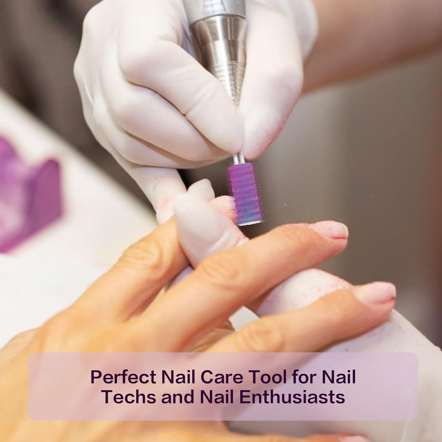 3/32" Small 5.35MM Barrel Bit Tungsten Carbide Nail Drill Bit Safety Bit for Gel & Acrylic Removal, 2- Way Rotating Efile Tip, Salon Electric File Accessory (3XC Girt, Purple)