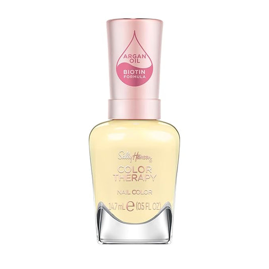Sally Hansen Color Therapy Nail Polish | Biotin, Argan Oil, Long Lasting, Healthy Nails, Nail Strengthener, Semi-opaque | 460 Ray Of Light | Buttery Yellow Nail Color