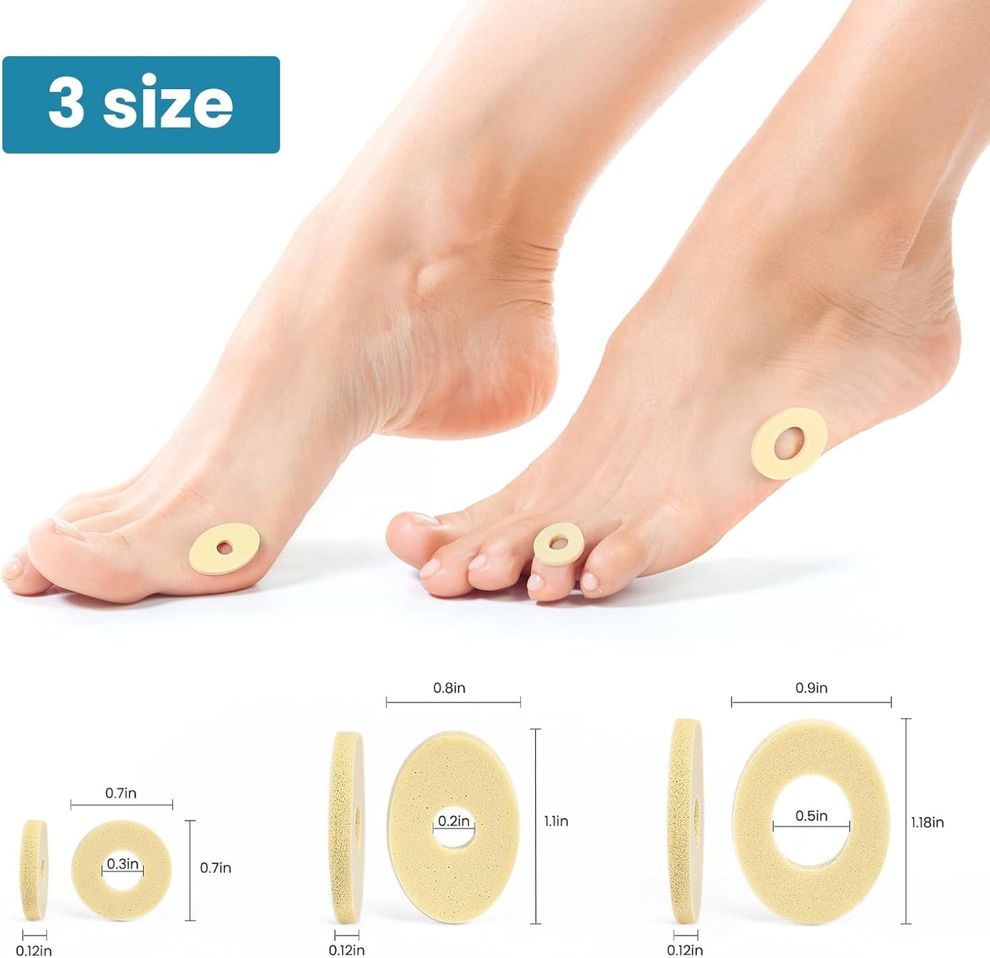 Corn Cushions for Toes and Feet - Callus Cushions to Protect Sore Spots with Foam Padding - Self-Stick Adhesive Pads - Relief Pain, Pressure and Friction from Shoes (Multi-Size, 45 Count)