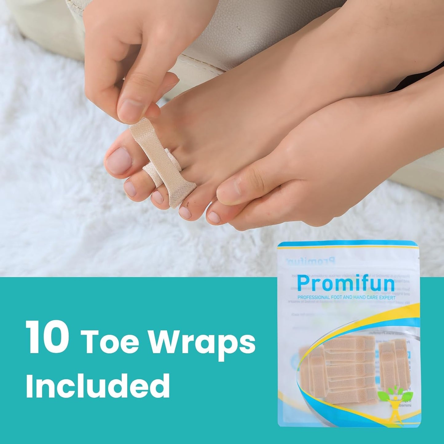 10 Pack Fabric Hammer Toe Corrector, Reusable Broken Toe Protectors Taped Wraps, Hammertoe Straightener, Toe Splint for Broken Toe, Crooked Toes, Bent Toes （Brown+10S）