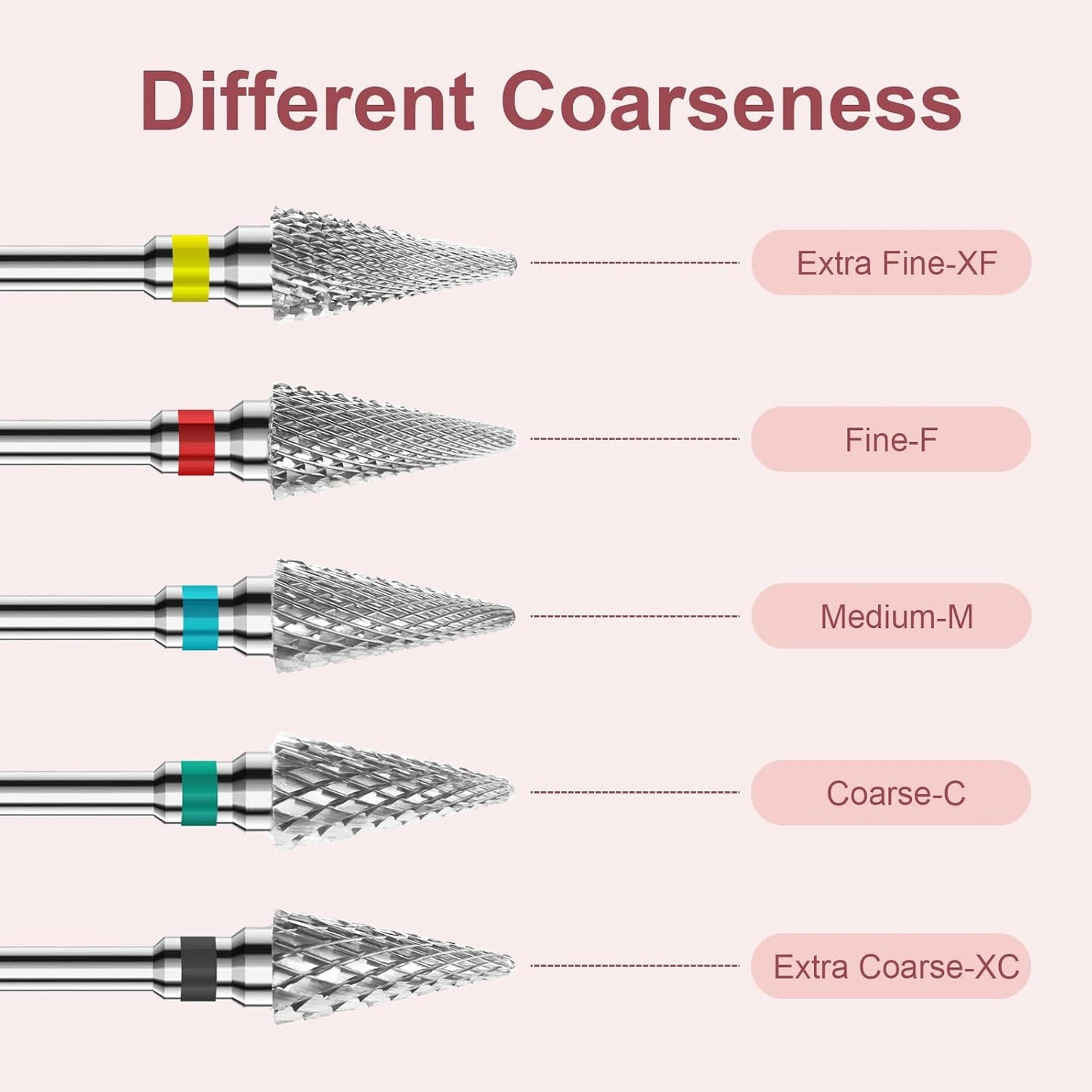 3/32" 2PCS Clean Umberllas Bits Extra Fine Grit Carbide Cuticle Cleaner Bit for Electric Nail Drills – Professional Manicure Tool for Nail Salons and Home Use (XF Grit. Silver)