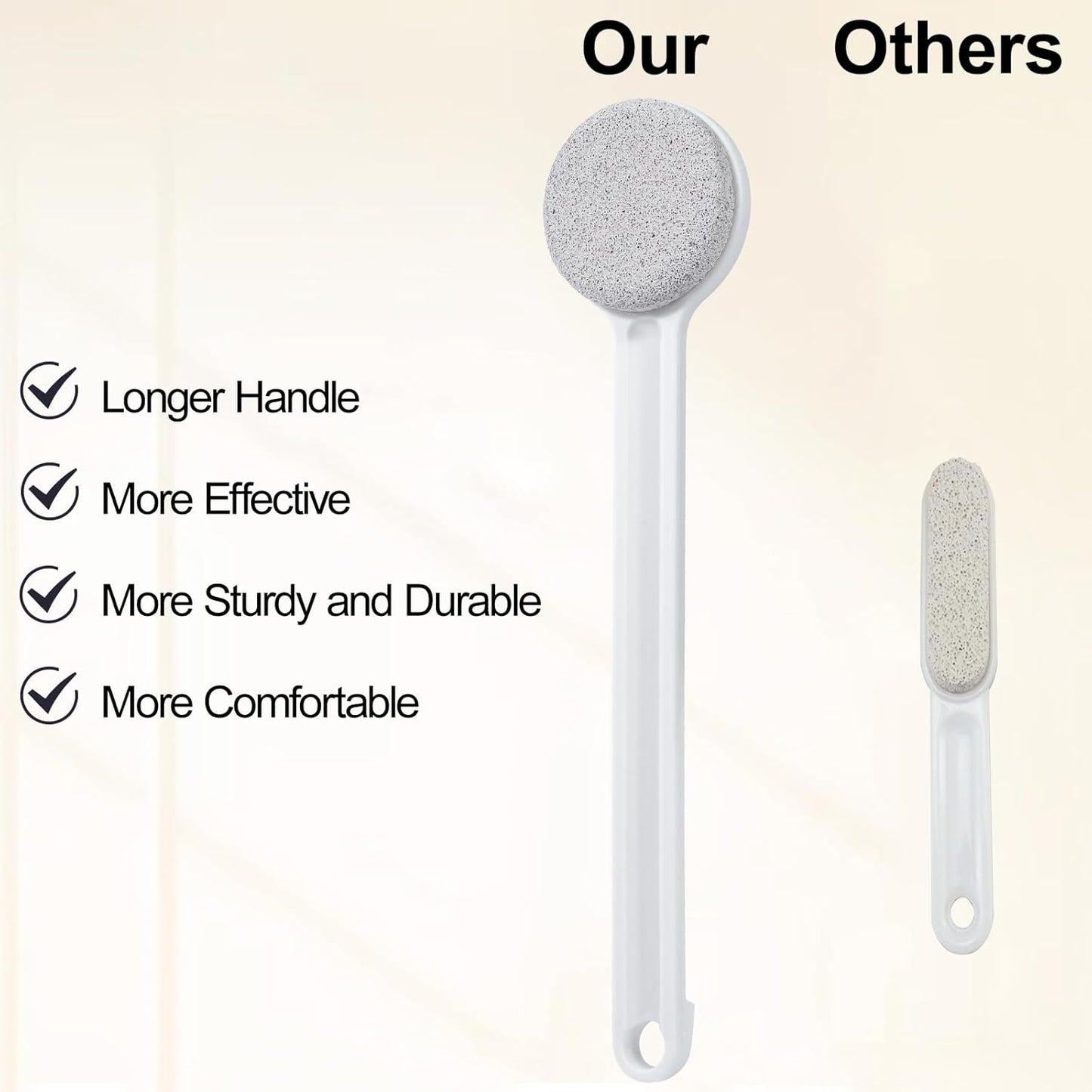 Foot File Callus Remover,Beomeen Pumice Stone for Feet with Long Handle 14", Hard Skin Callus Remover, Scrubber and Exfoliator for Dead Dry Skin, Softer & Smoother Feet, Pedicure Tool (Straight)