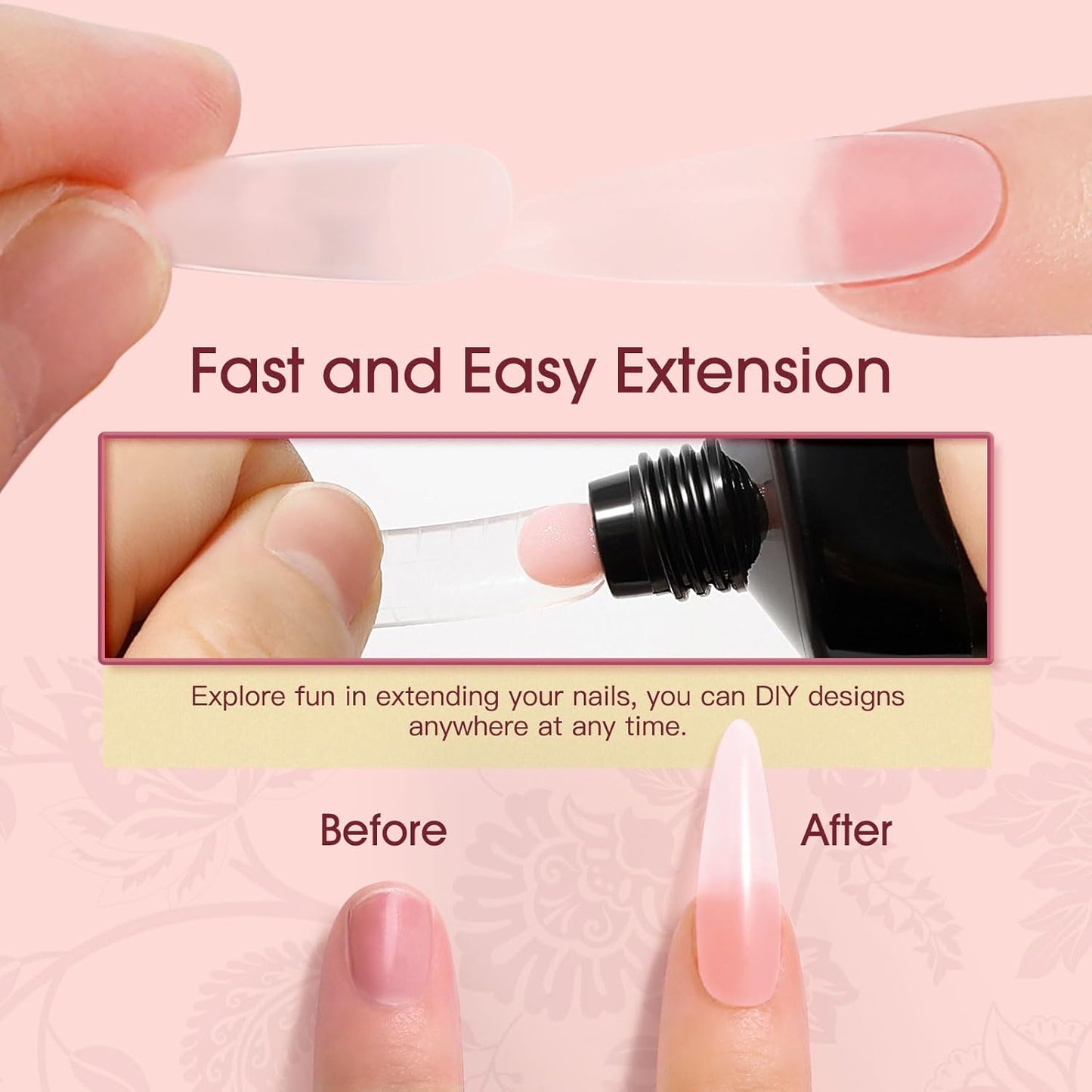 ROSALIND 2 oz Poly Nail Gel Millennial, Pink Poly Extension Gels Jelly Color Builder Pink Gel Quick Building Acrylic Nails Poly Extension Thickening Nail Art Trendy Beauty