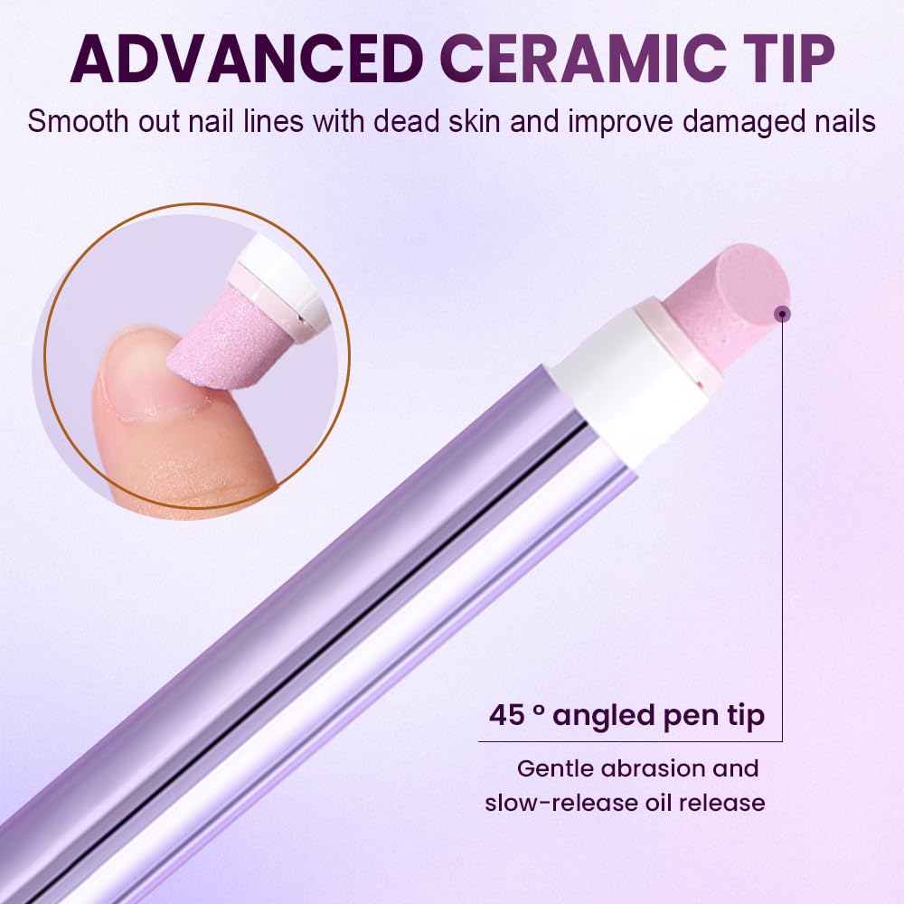 Yilia 2025 Upgrade 3-in-1 Nail Care Pen, Cuticle Oil Pen & Pusher with Ceramic Tip, Softening & Strengthening Nail Care (2 Pack)