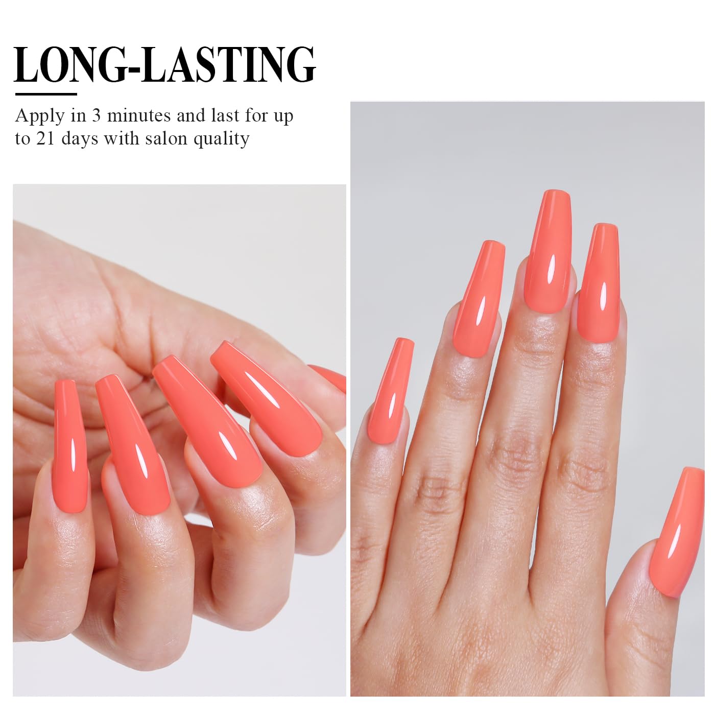 Imtiti Coral Gel Nail Polish, Coral Orange Peach Gel Polish High Gloss Soak Off UV LED Nail Gel Polish Spring Summer Art Manicure Salon DIY Design 10ML