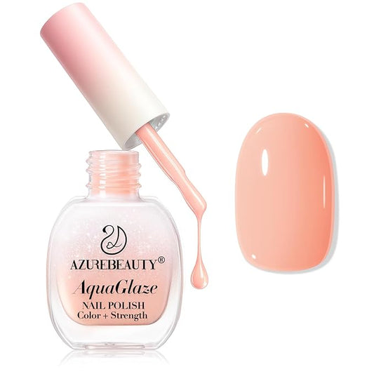 AZUREBEAUTY Light Coral Orange Nail Polish, Burgundy Natural Quick Dry Nail Strengthening Glossy Finish for DIY Manicure & Nail Art, Salon Quality