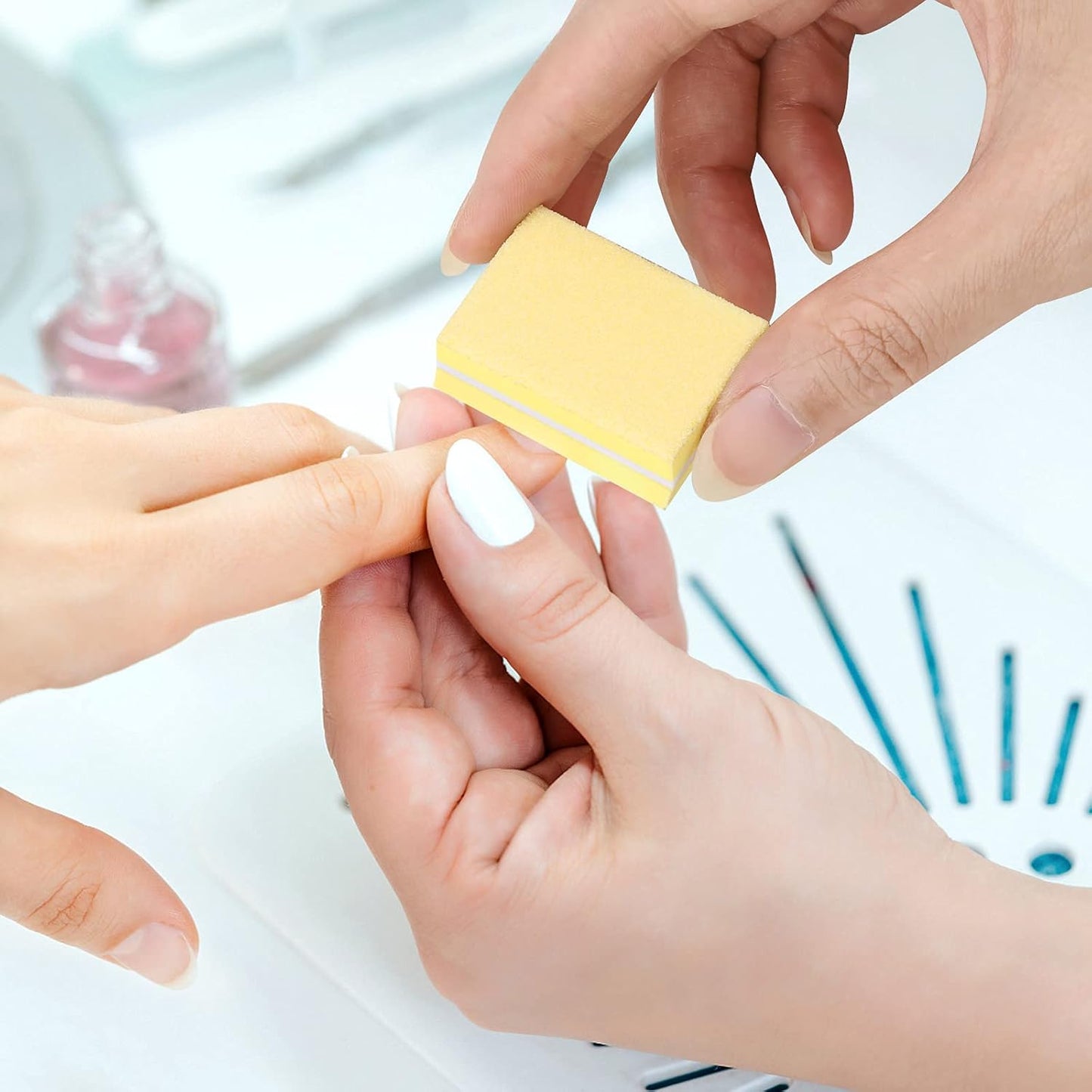 100 Pcs Mini Buffers for Nails 180/100 Grit Nail Buffers for Nail Care(Yellow)