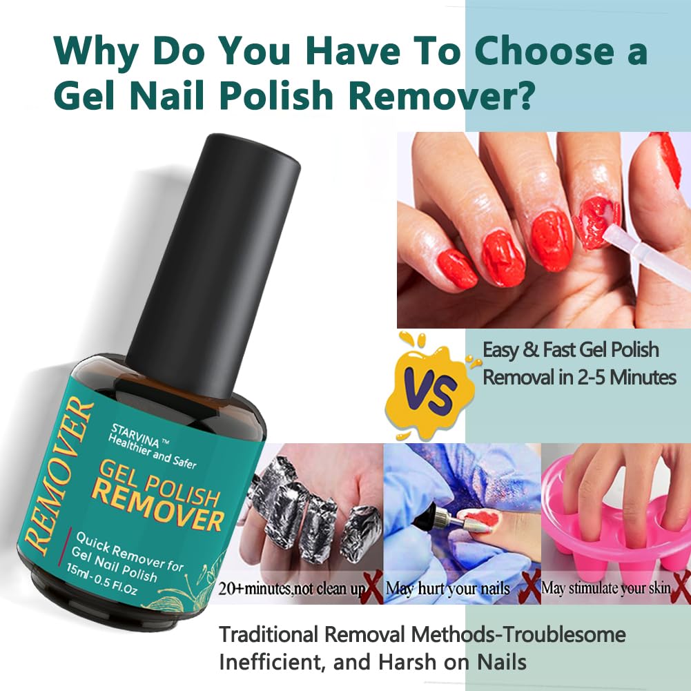 Gel Nail Polish Remover, No Need Soaking or Wrapping Gel Remover for Nails, Easily and Quickly Removes Gel in 2-5 Minutes, with Cuticle Pusher & Scraper for Home DIY Use