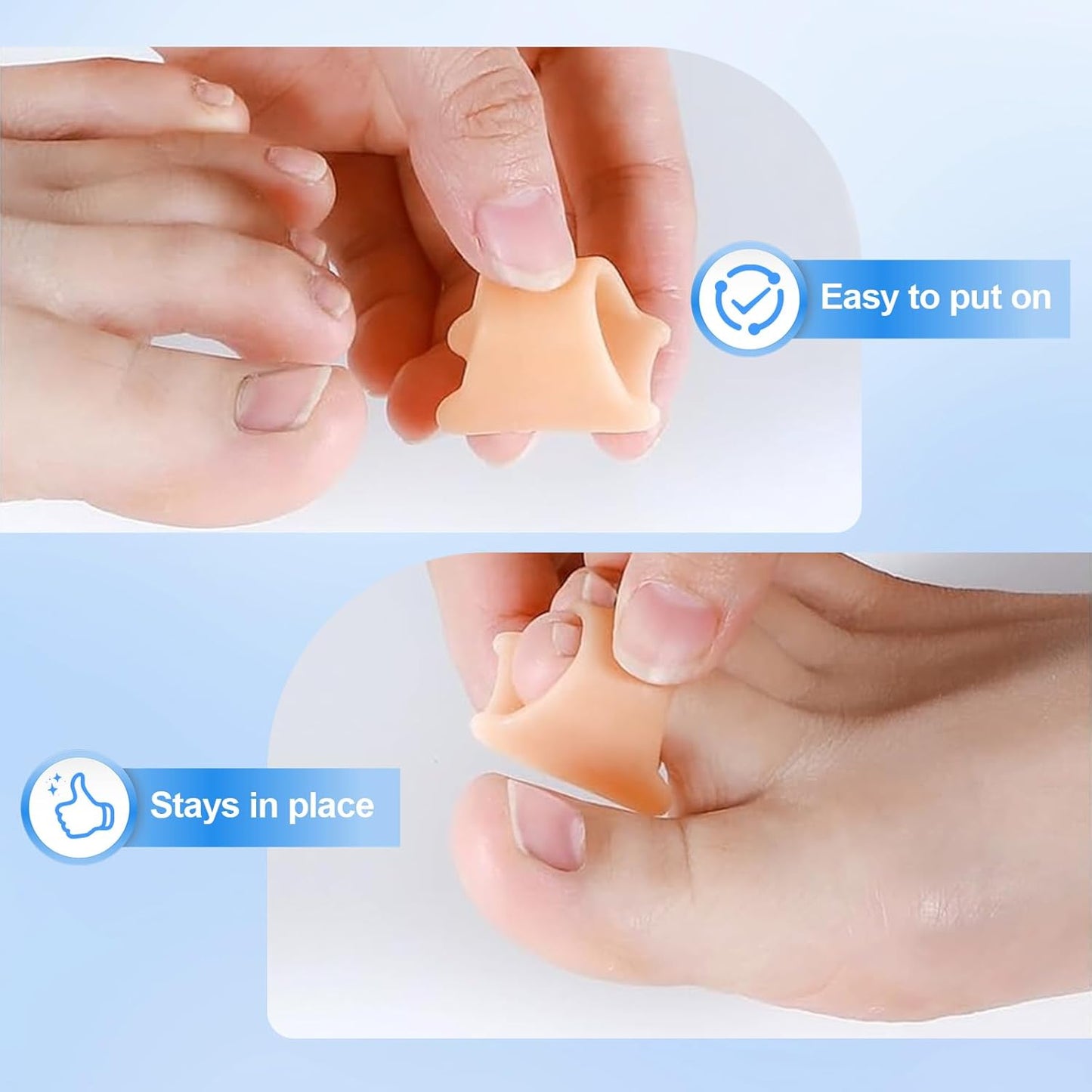 Hammer Toe Corrector, 6 Pack Toe Spacers, Toe Straighteners for Curled Toes, Bunion Corrector for Preventing Rubbing & Relieve Pressure (3 Sizes in One Set)