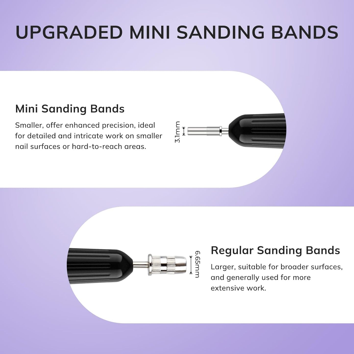 Lavinda Small Sanding Bands for Nail Drill with 3.1mm Mandrel Bit, 80 Piece Set Coarse Mini Sanding Bands Nail Drill Bits for Acrylic Nails Gel Manicures and Pedicures (80 Grit, Purple)