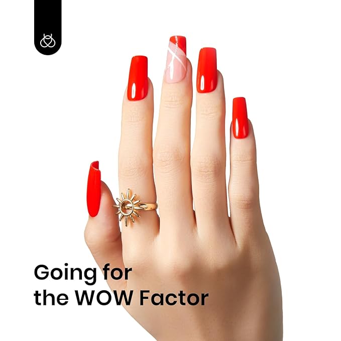 Beetles Bright Red Gel Polish, 15ml Orange Red Christmas Gel Nail Polish Soak Off LED UV Manicure Art Design Salon at Home DIY Gift for Women