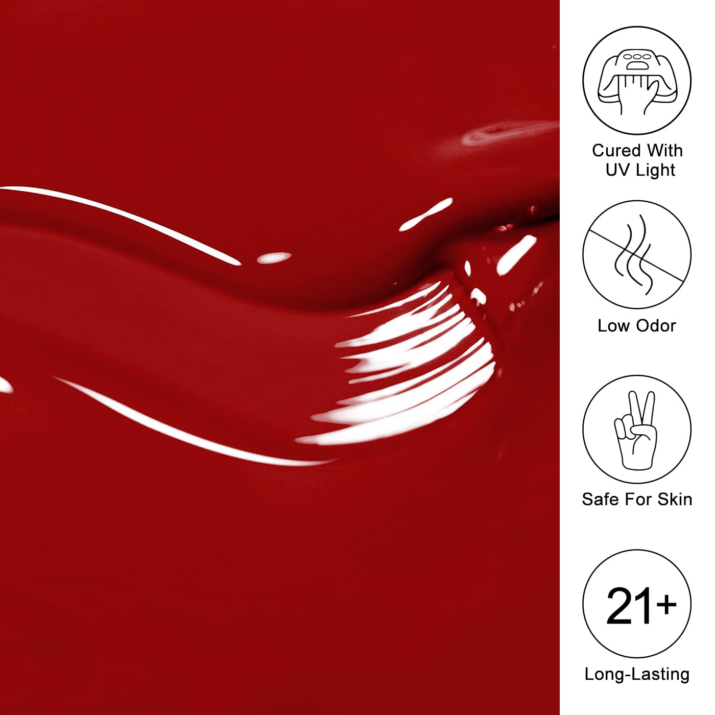Imtiti Red Gel Nail Polish, Christmas Red Gel Polish Autumn Winter Soak Off UV LED High Gloss Art Manicure Salon DIY Design 10ML