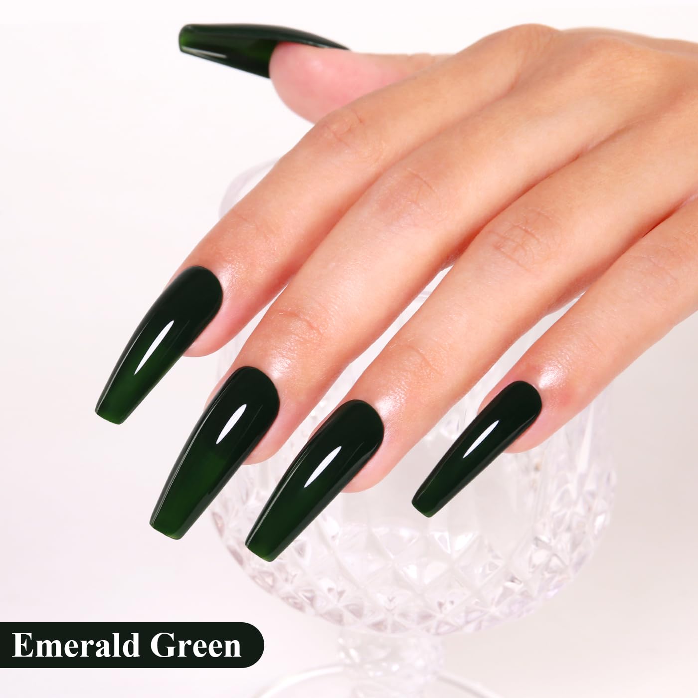 Imtiti Green Gel Nail Polish, Emerald Green Gel Polish High Gloss Soak Off UV LED Autumn Winter Art Manicure Salon DIY Design 10ML