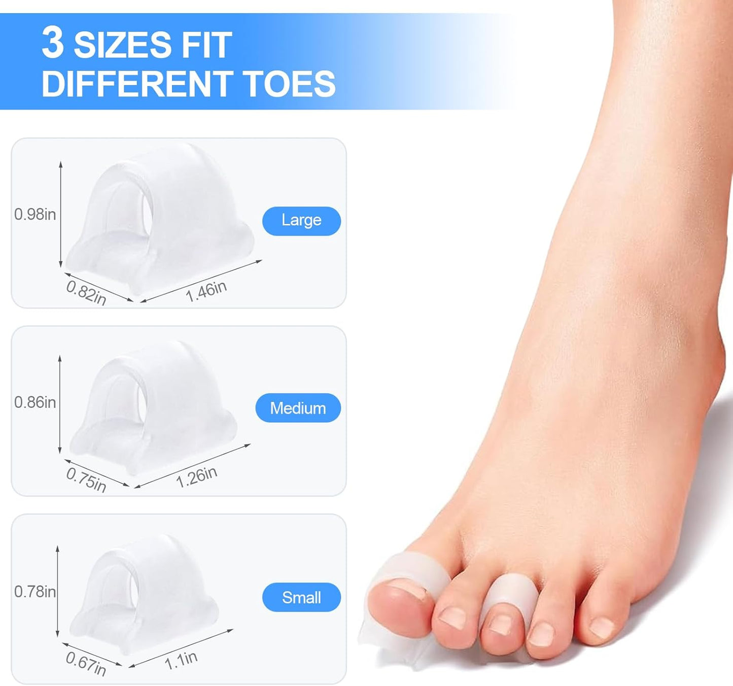 Hammer Toe Corrector, 6 Pack Toe Spacers, Toe Straighteners for Curled Toes, Bunion Corrector for Preventing Rubbing & Relieve Pressure (Medium)