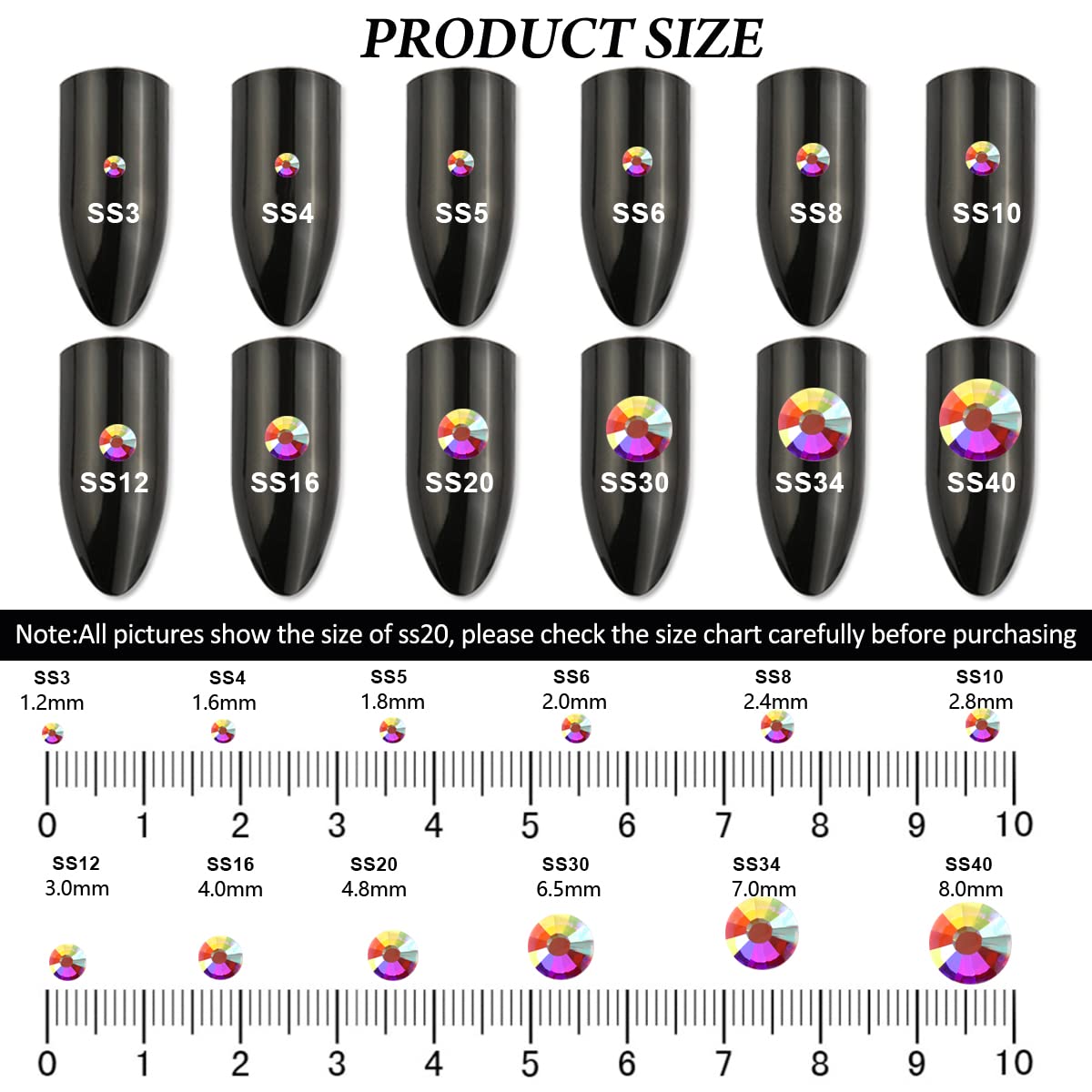 5760 Pieces Flatback Rhinestones for Nails 1.2MM Nail Rhinestones Gems Jewels Diamond Glass Mini AB Crystal Gemstones Bling Stones for Crafts Makeup Face Eyes